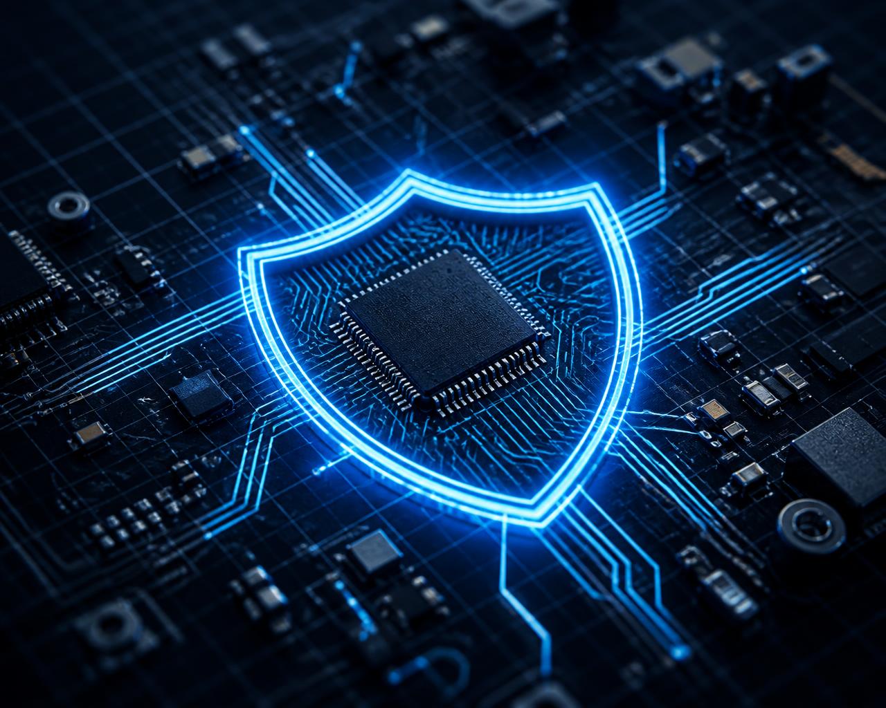 Abstract visualisation of a secured embedded circuit board